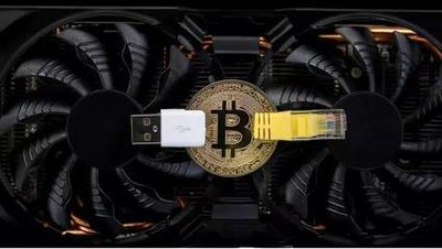 A bustling mining farm in operation, showcasing numerous machines and cooling systems