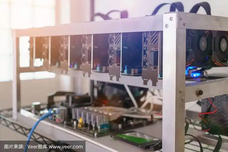 A close-up of a high-powered crypto mining rig, showcasing its intricate components and cooling systems.